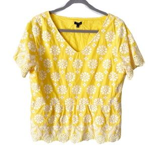 Talbots Top Women's XL Embellished Border Peplum Embroidered Coastal Preppy